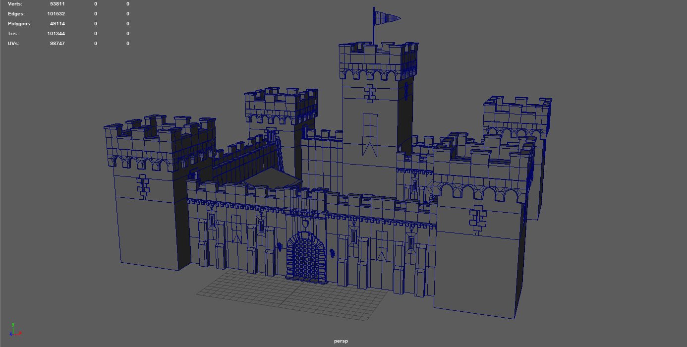 Medieval Fortress Low-poly 3D model_7