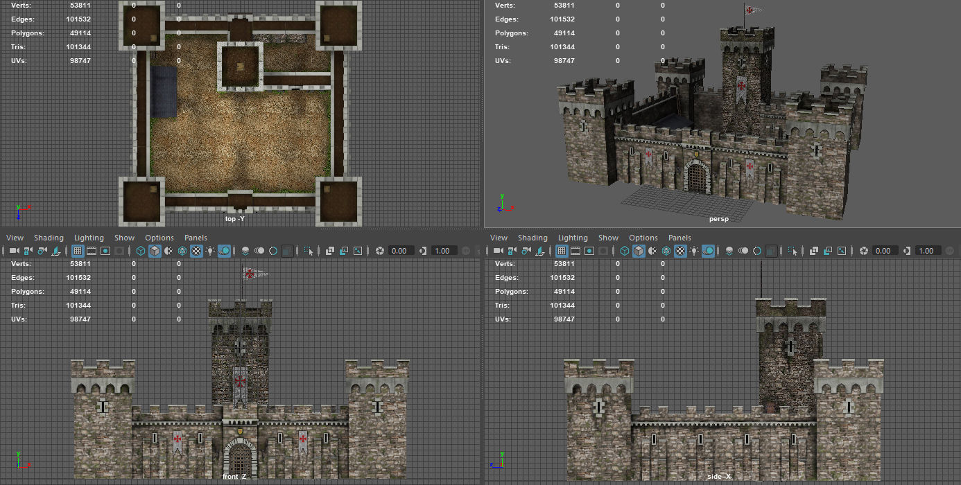 Medieval Fortress Low-poly 3D model_12
