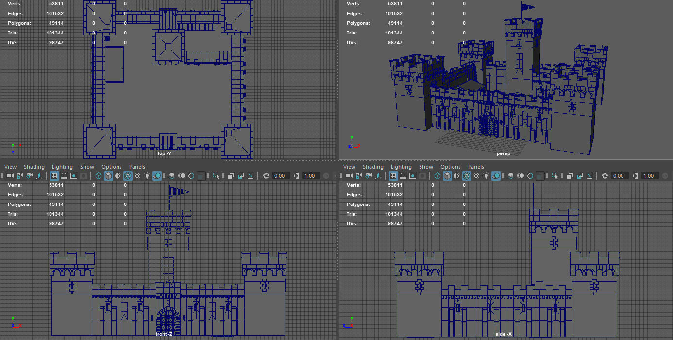 Medieval Fortress Low-poly 3D model_10
