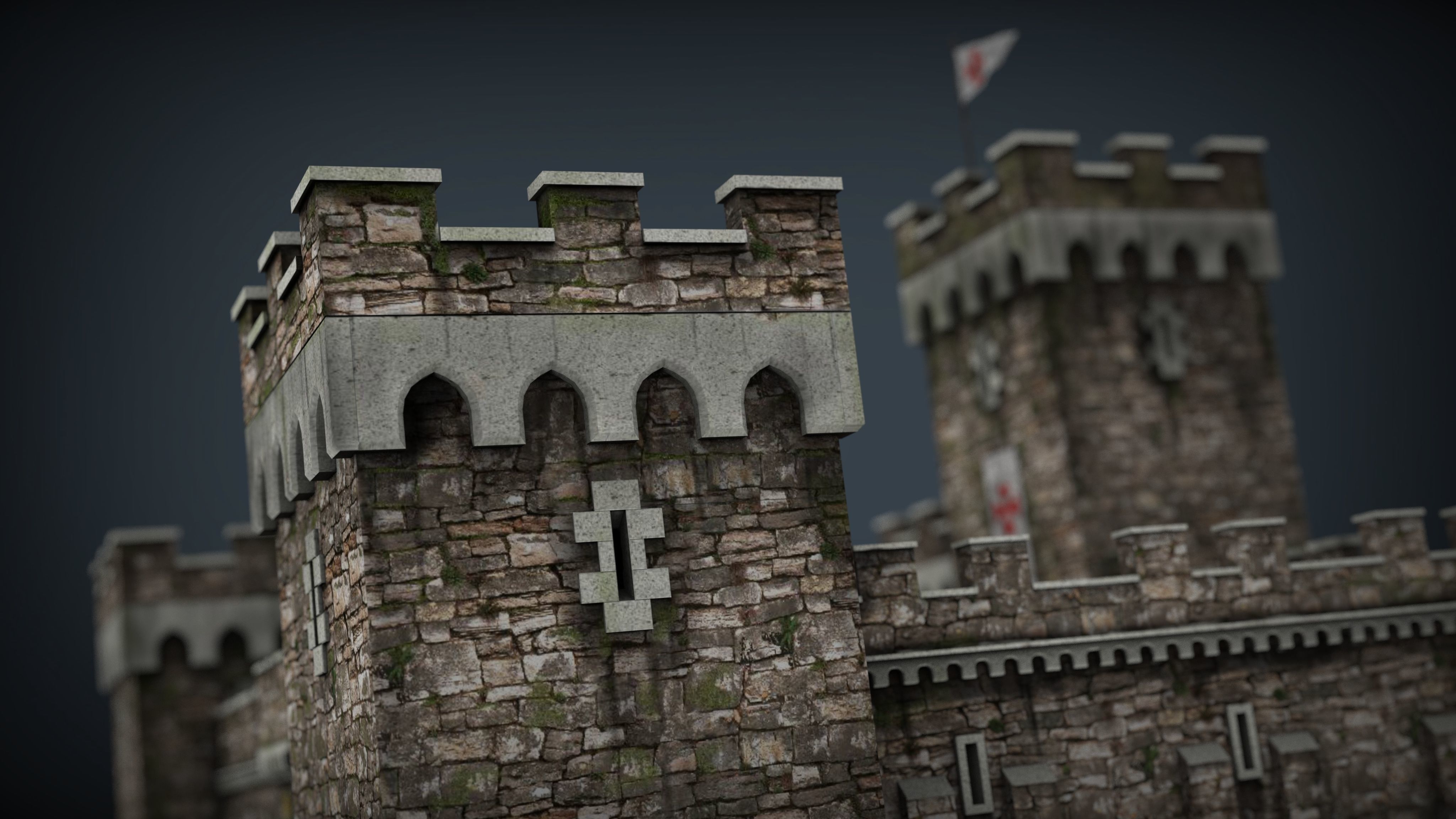 Medieval Fortress Low-poly 3D model_4