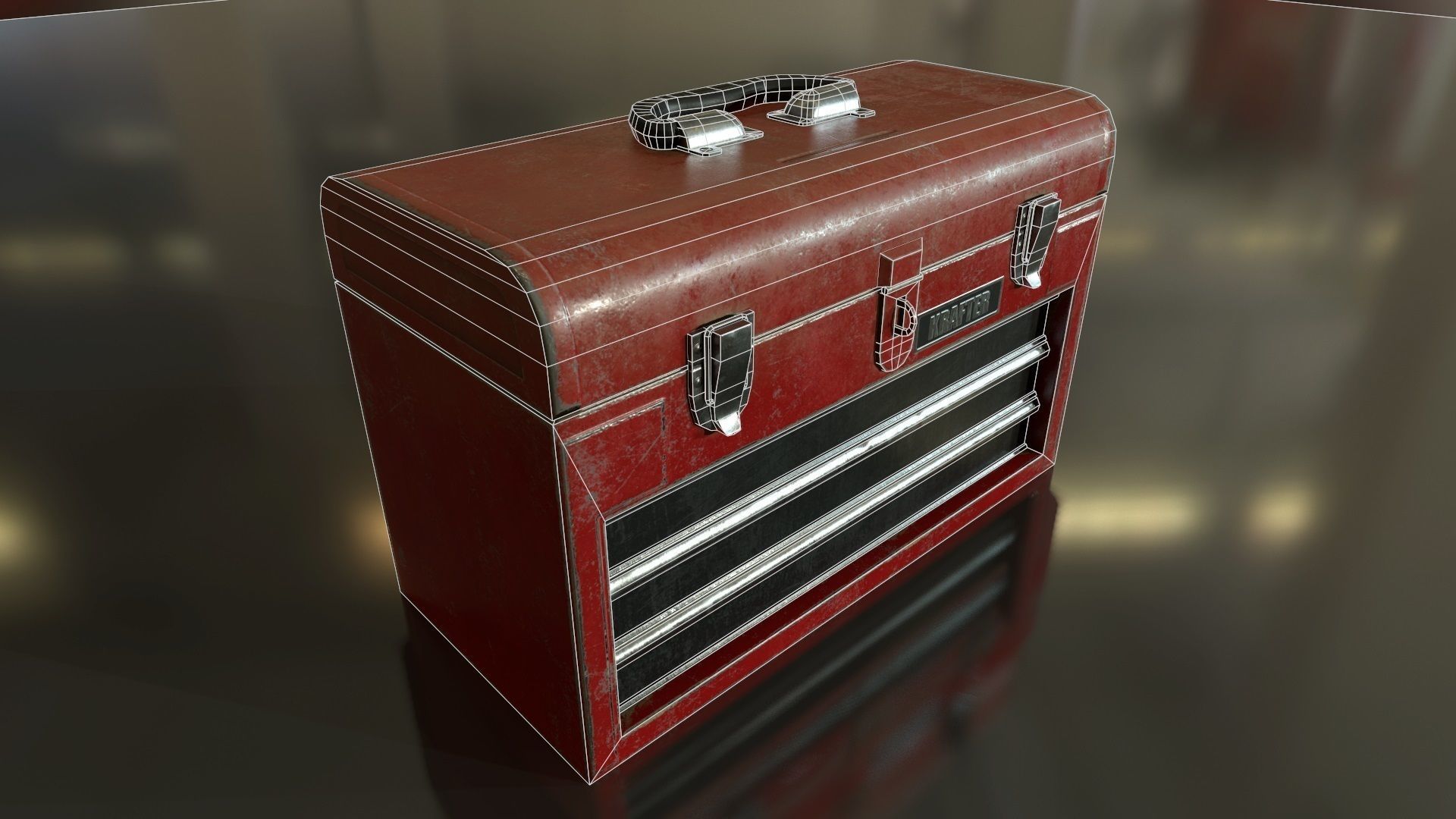 Toolbox tool box on table Low-poly 3D model_1
