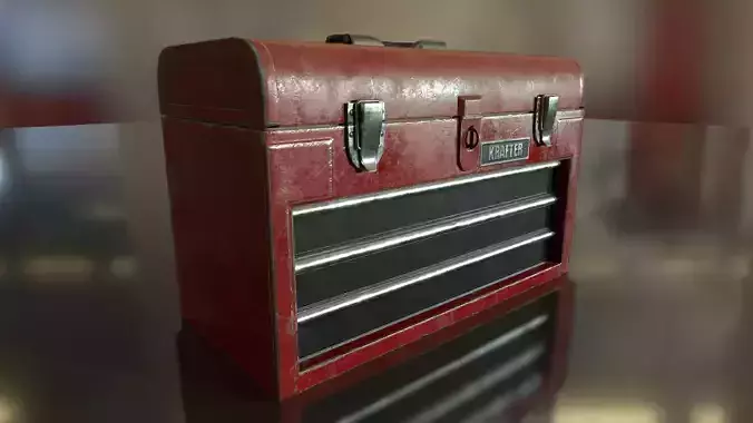 Toolbox tool box on table Low-poly 3D model