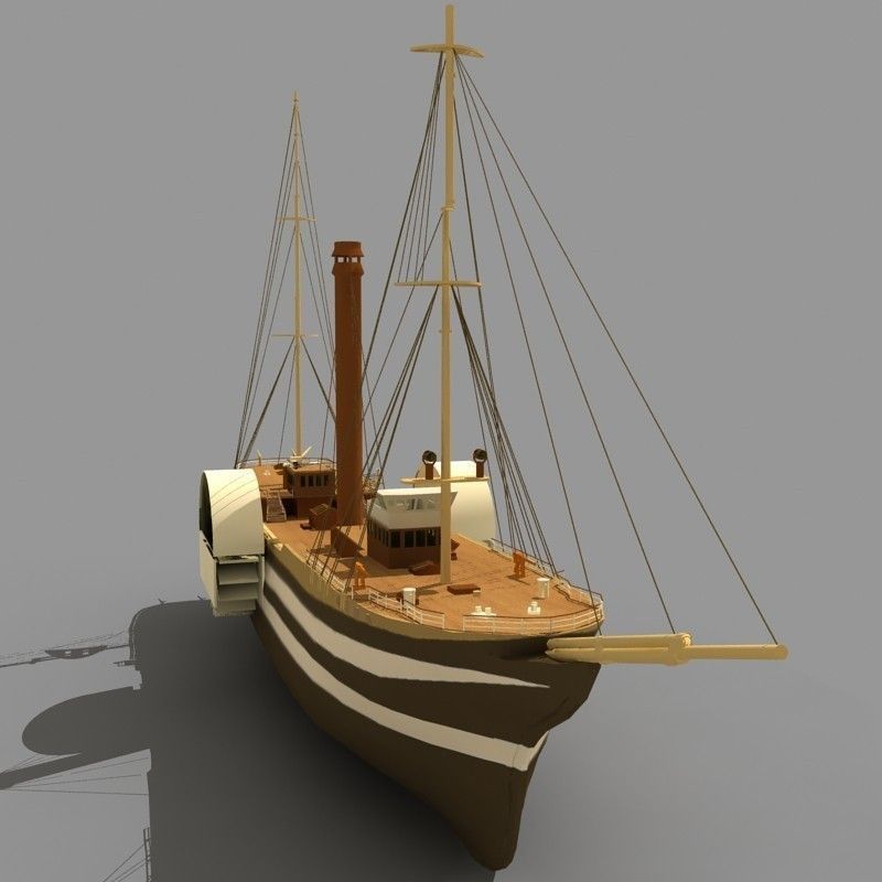 Old Steam Ship 03 3D model_2