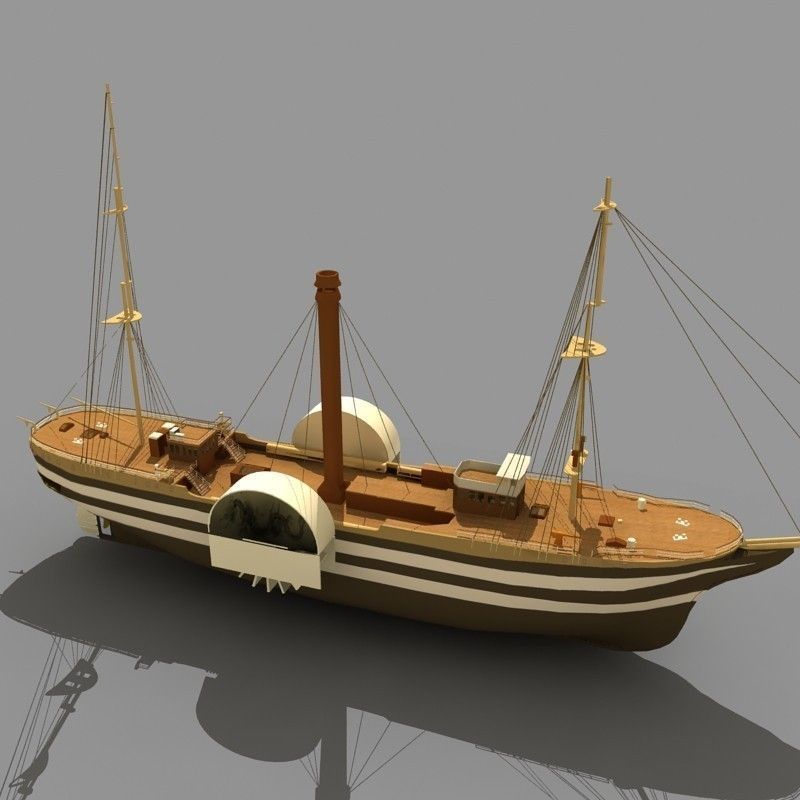 Old Steam Ship 03 3D model_5