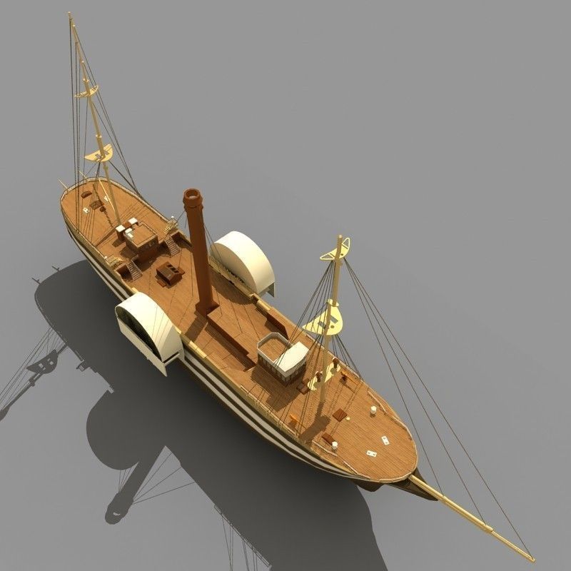 Old Steam Ship 03 3D model_6