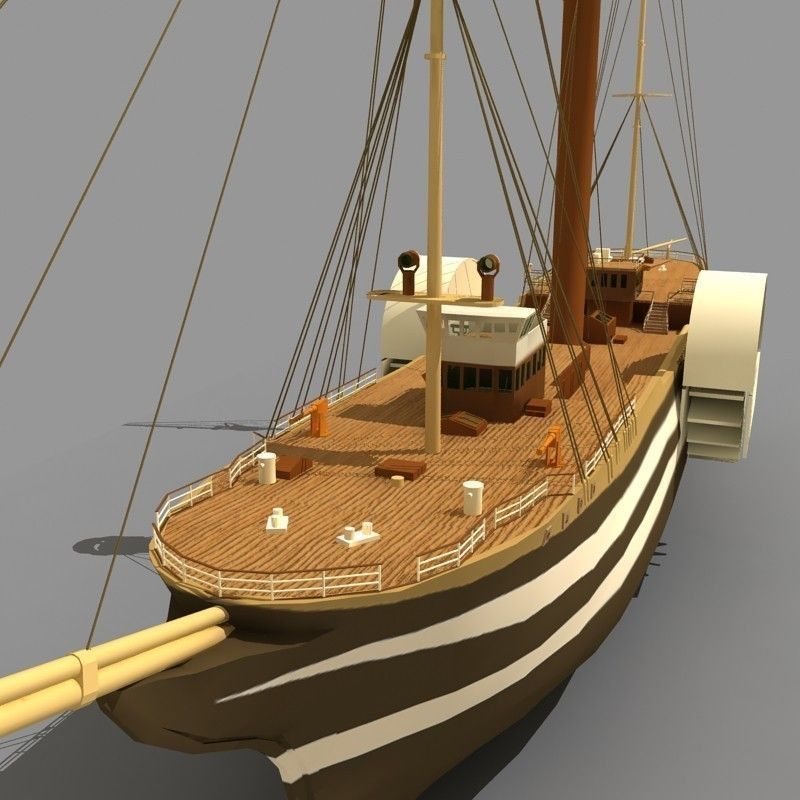 Old Steam Ship 03 3D model_10