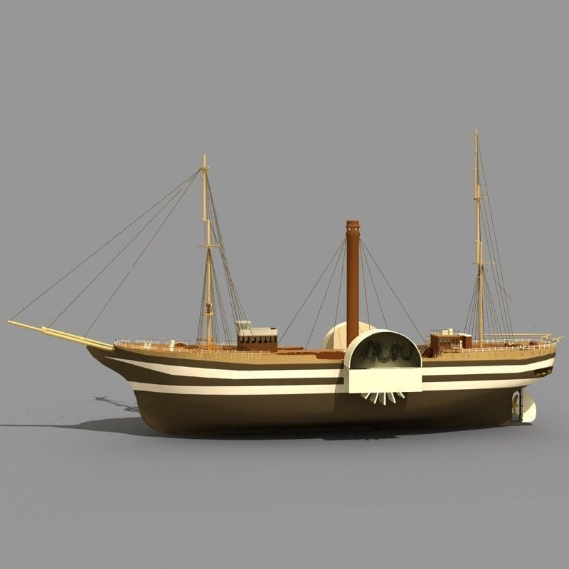 Old Steam Ship 03 3D model_1