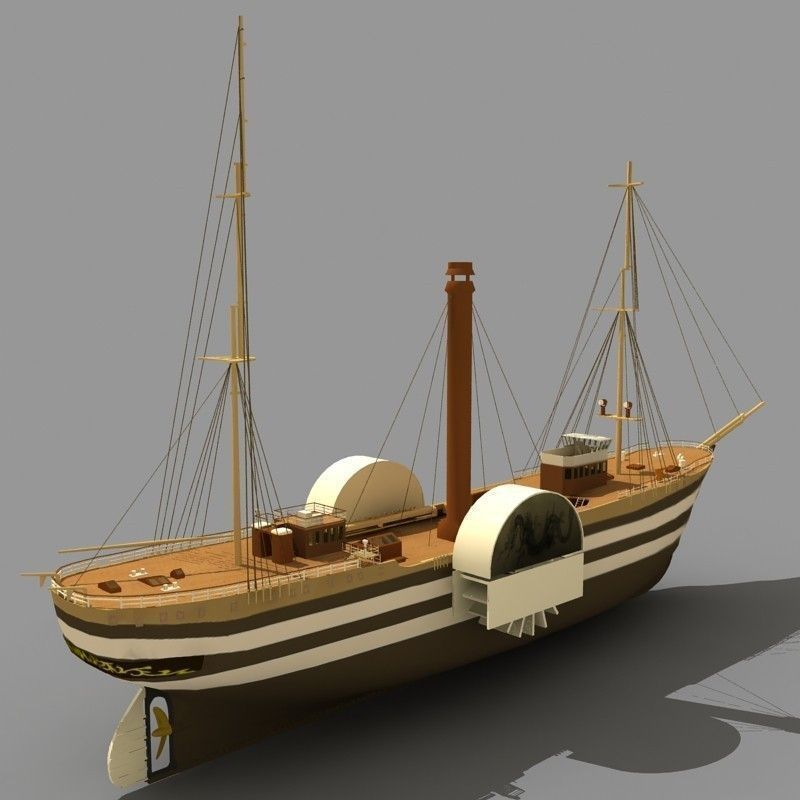 Old Steam Ship 03 3D model_4