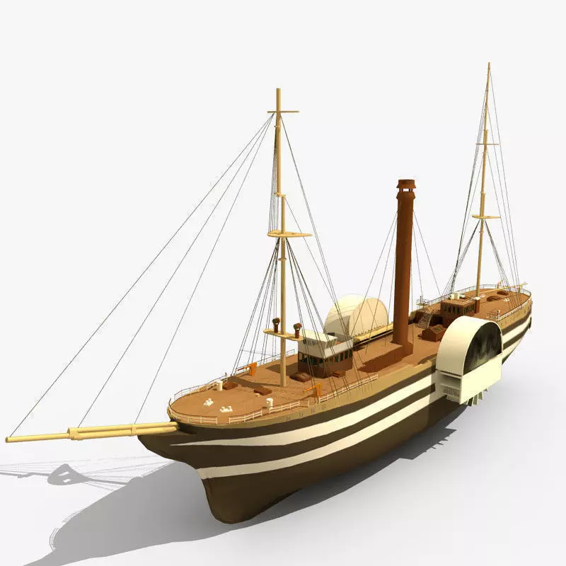 Old Steam Ship 03 3D model_0