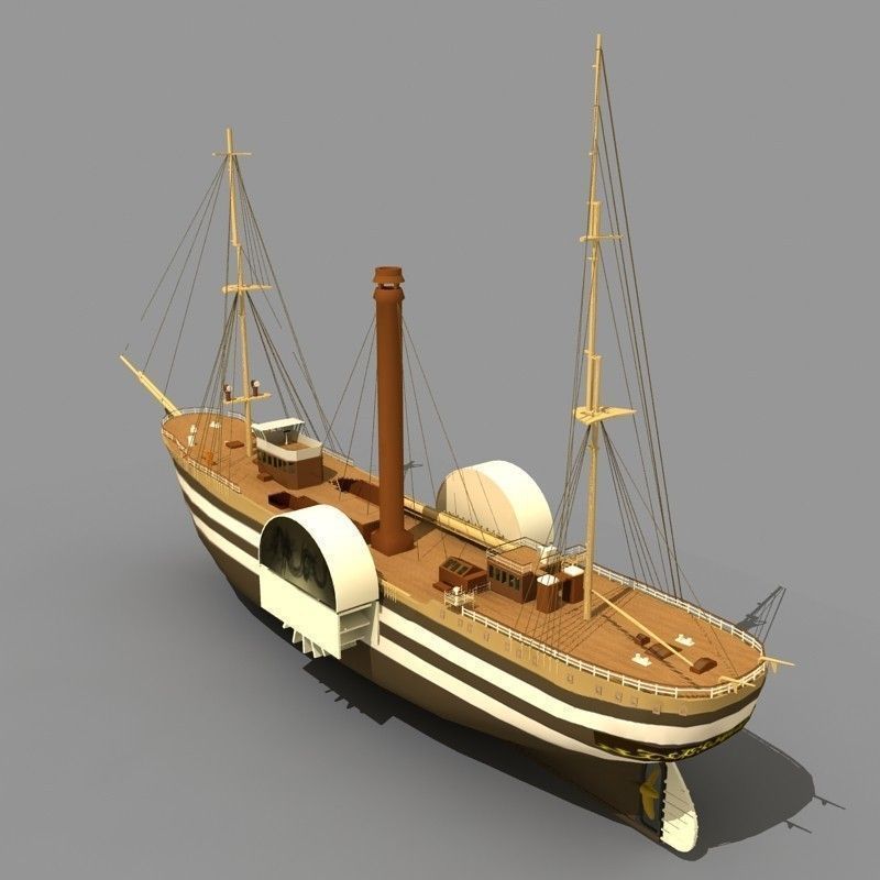 Old Steam Ship 03 3D model_3