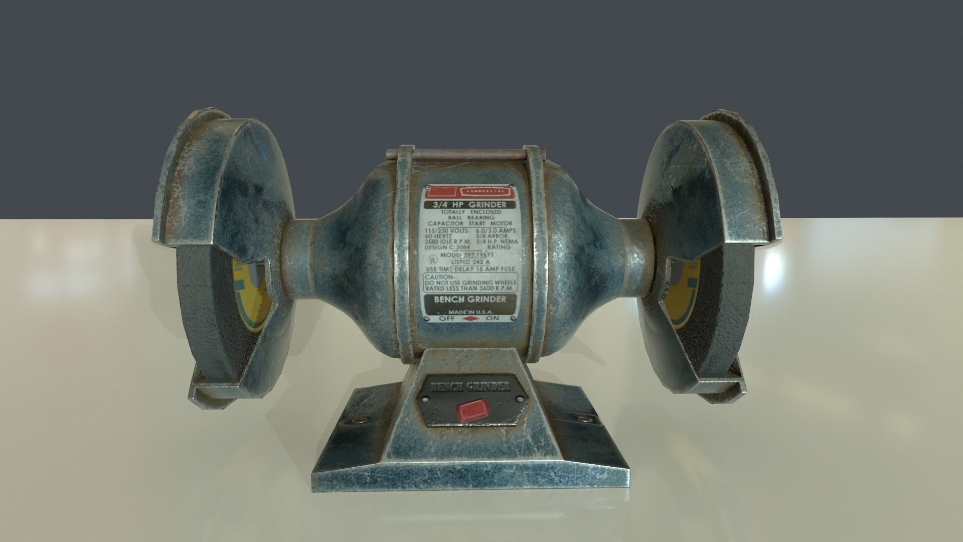 Rigged Benchgrinder Low-poly 3D model_1