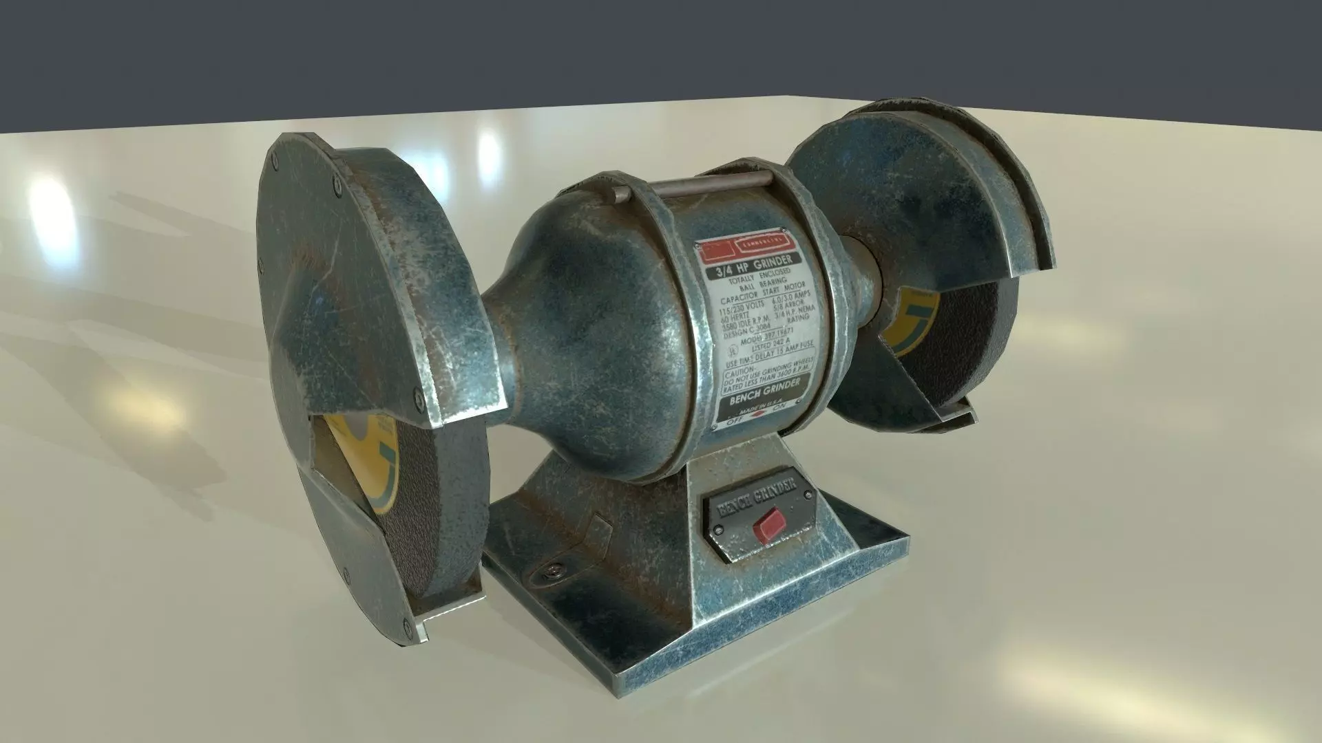 Rigged Benchgrinder Low-poly 3D model_0