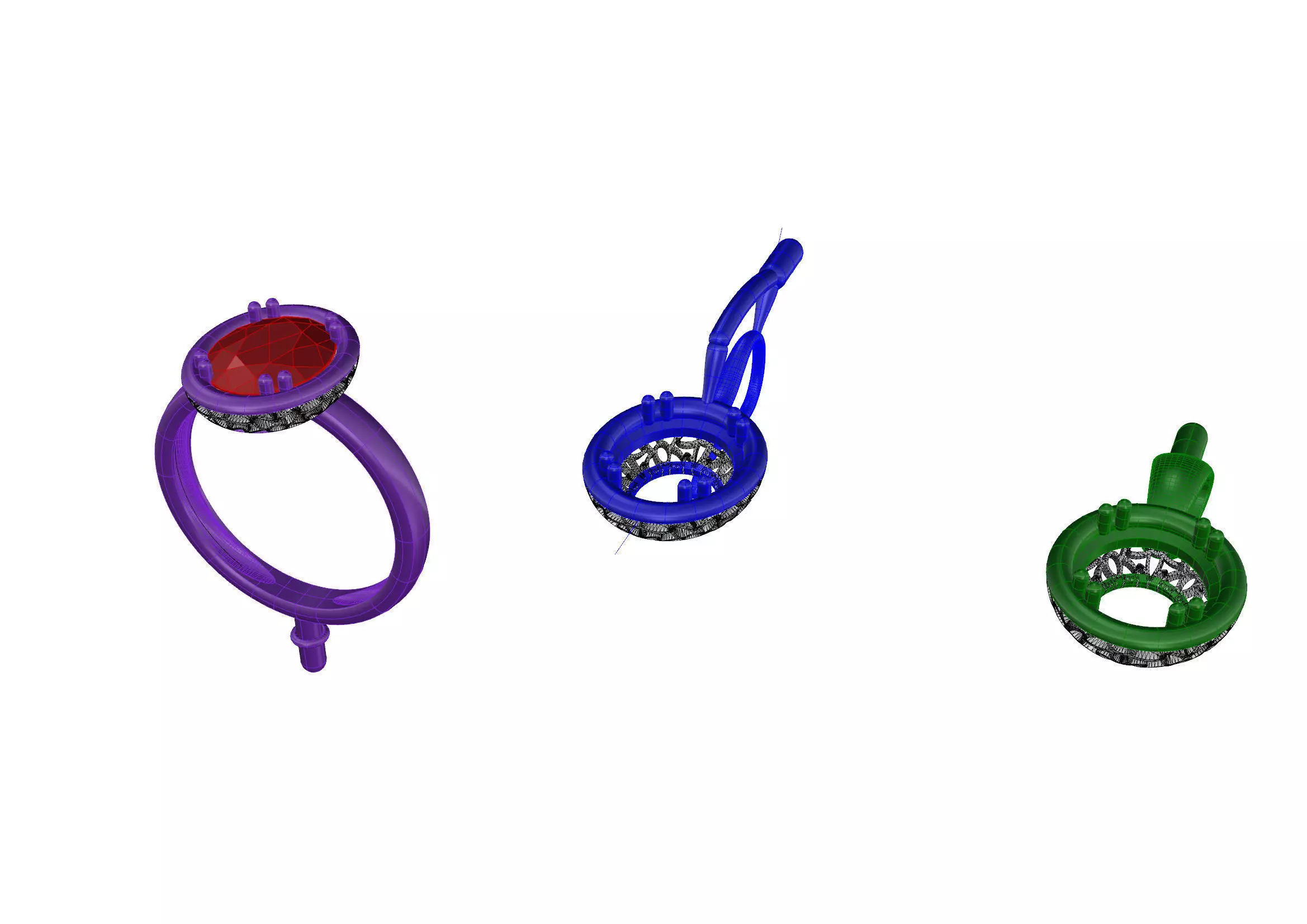 Set 03 three different colored rings 3D print model_0