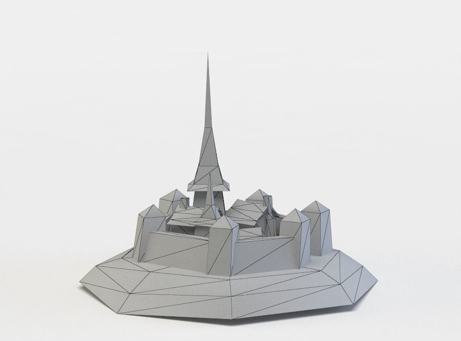 Small castle Low-poly 3D model_3