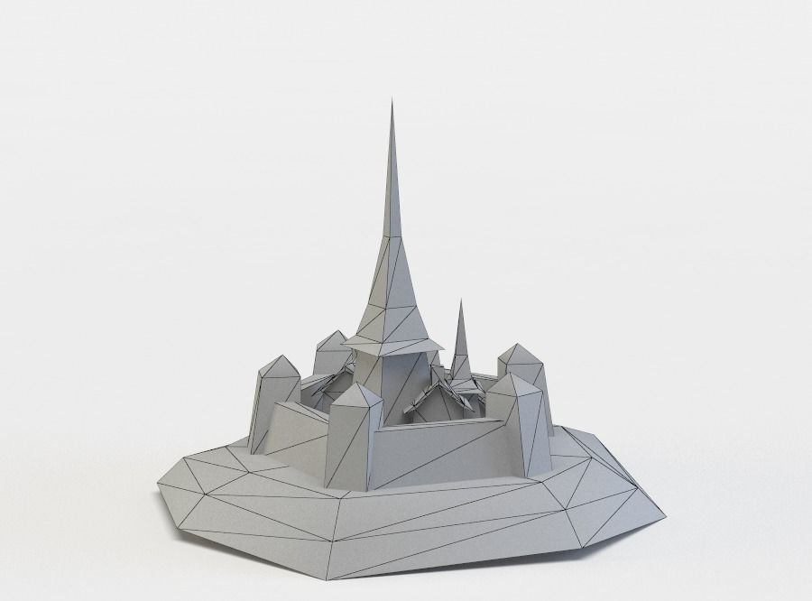 Small castle Low-poly 3D model_5
