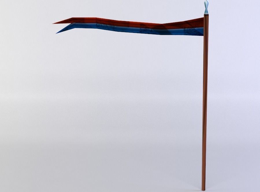 Flag with long stem Low-poly 3D model_0