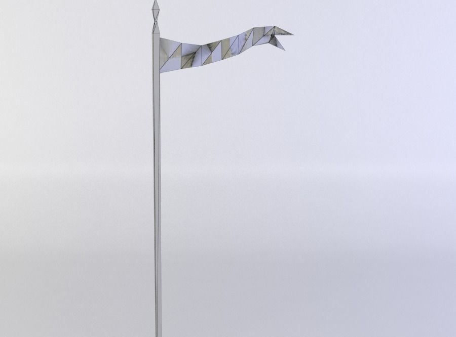 Flag with long stem Low-poly 3D model_4