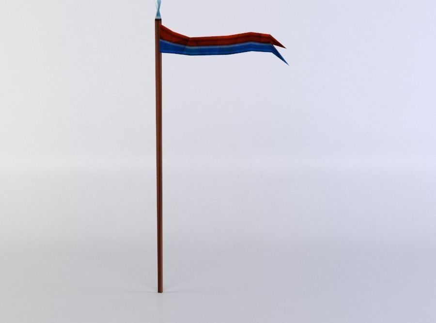Flag with long stem Low-poly 3D model_2