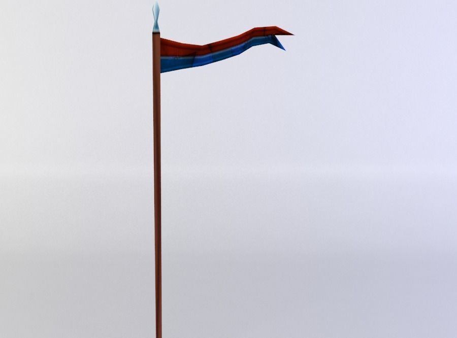 Flag with long stem Low-poly 3D model_1