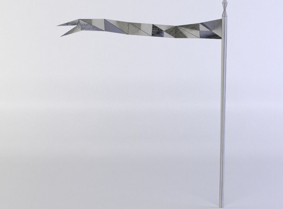 Flag with long stem Low-poly 3D model_3
