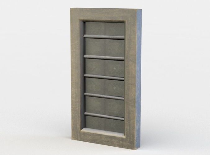 Window wooden door with four glass panes