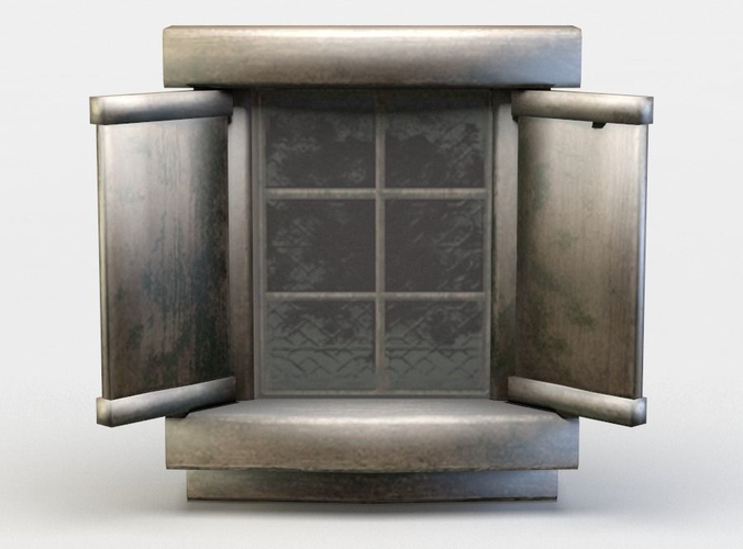 Window metal door with glass Low-poly 3D model
