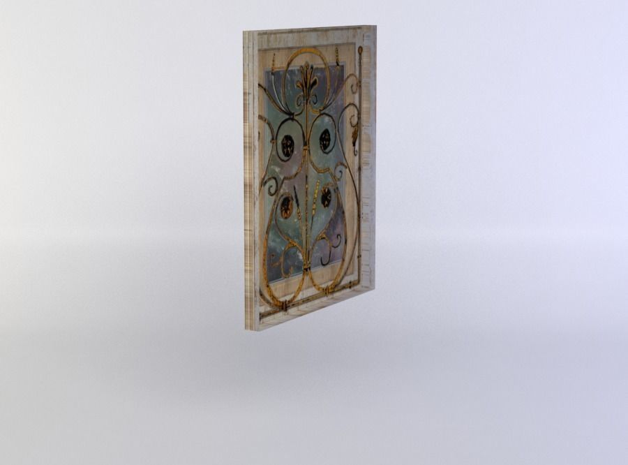 Window with grating  Low-poly 3D model_1