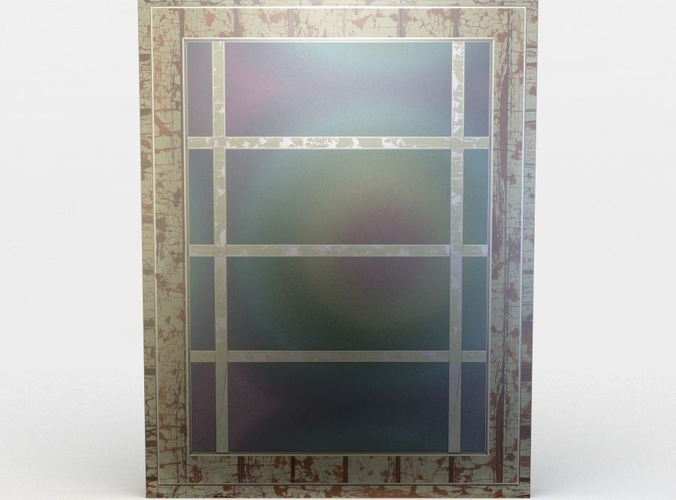 Window glass door with pattern Low-poly 3D model