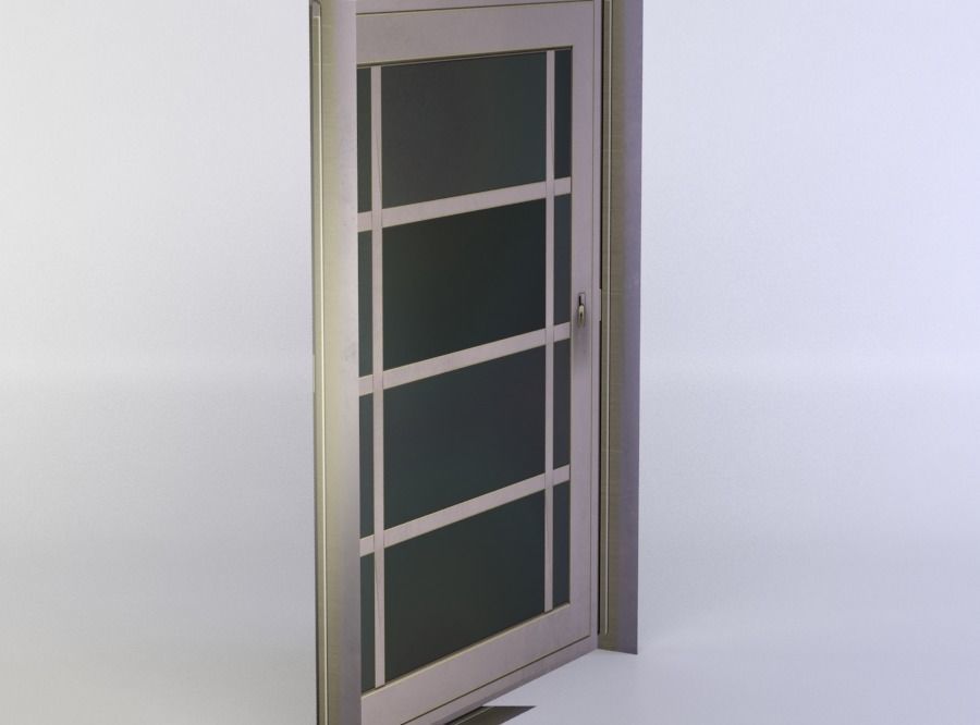 Window door with glass panels Low-poly 3D model_1