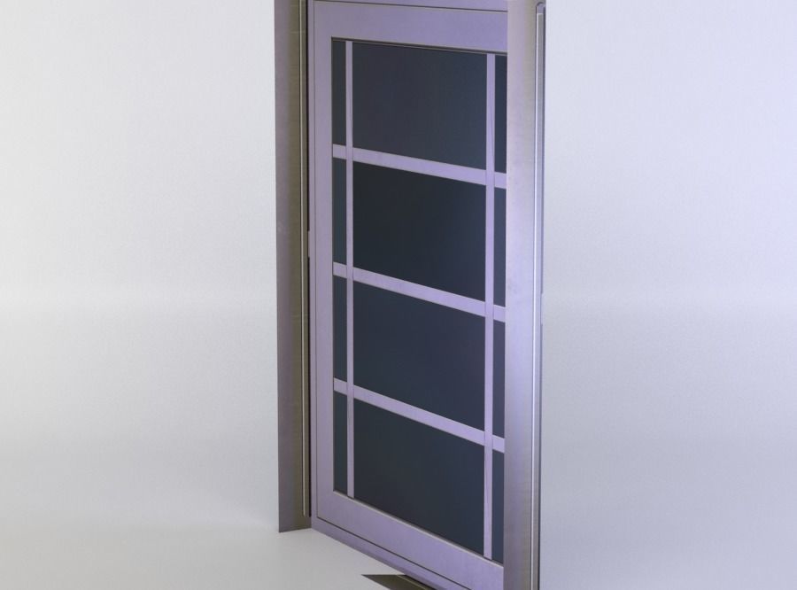 Window door with glass panels Low-poly 3D model_2