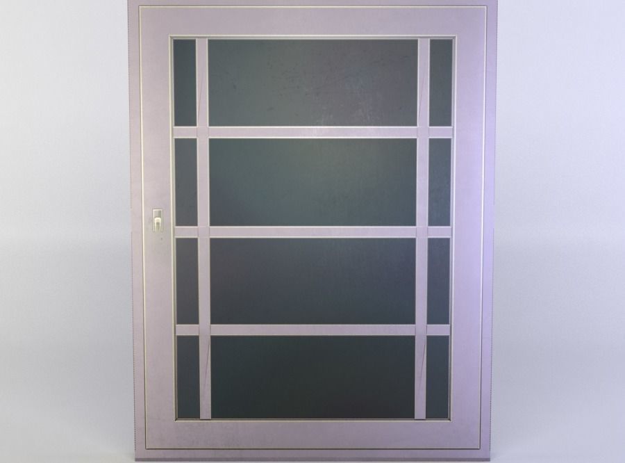 Window door with glass panels Low-poly 3D model_0