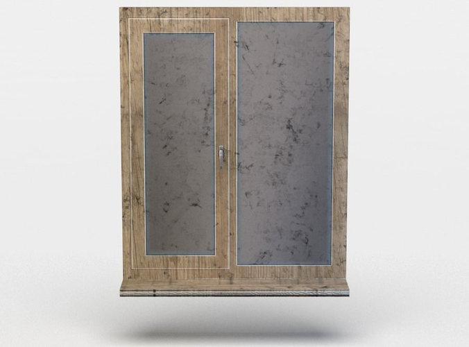 Window wooden cabinet with glass doors Low-poly 3D model