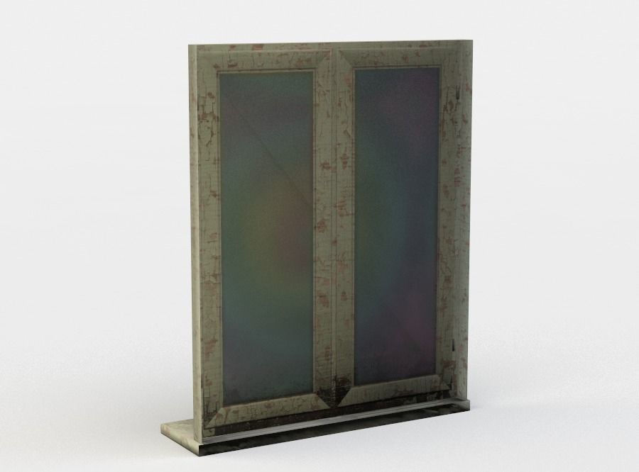 Window metal frame with mirror Low-poly 3D model_2