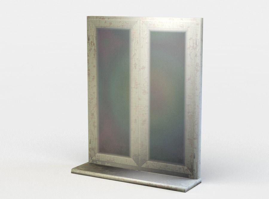 Window metal frame with mirror Low-poly 3D model_1