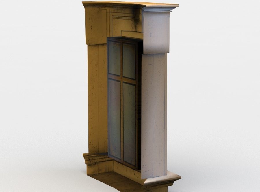 Window with wooden frame Low-poly 3D model_2