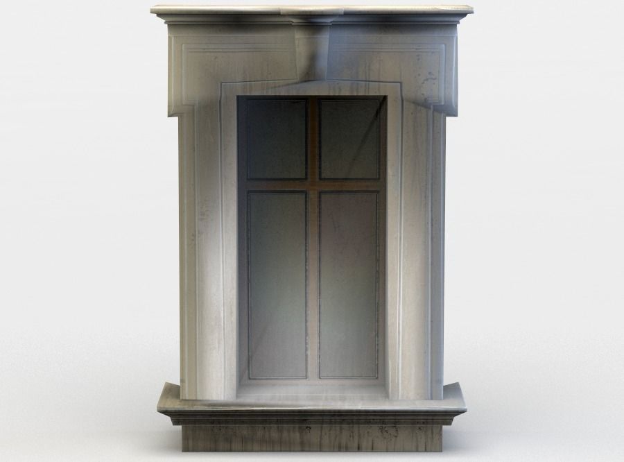 Window with wooden frame Low-poly 3D model
