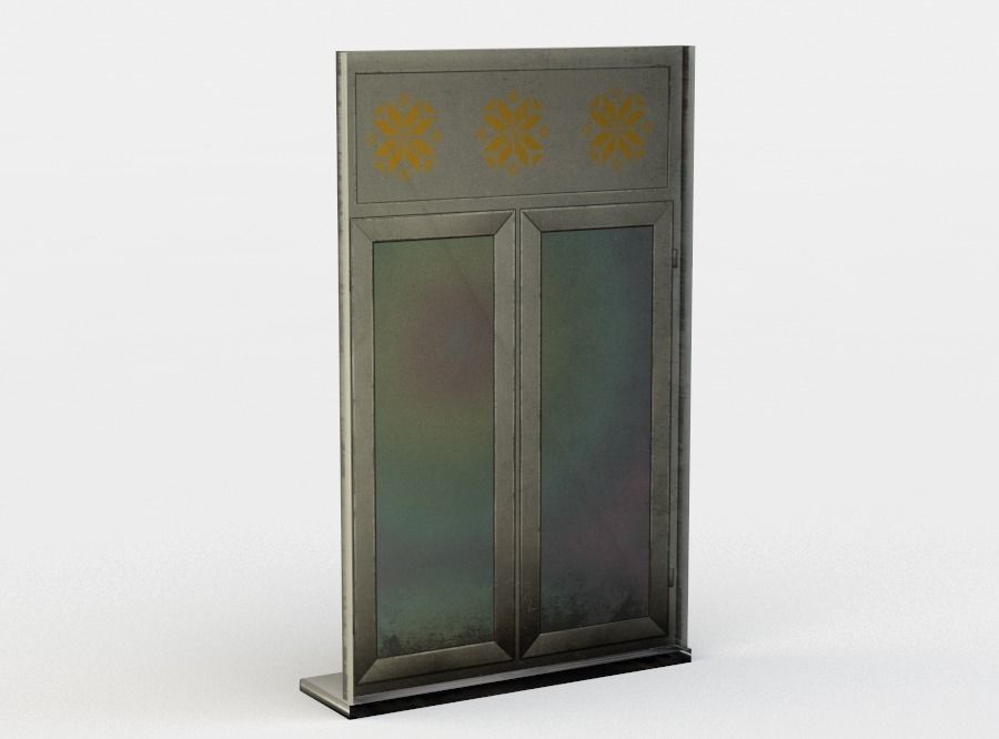 Window metal door with flowers Low-poly 3D model_2