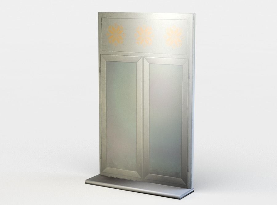Window metal door with flowers Low-poly 3D model_1