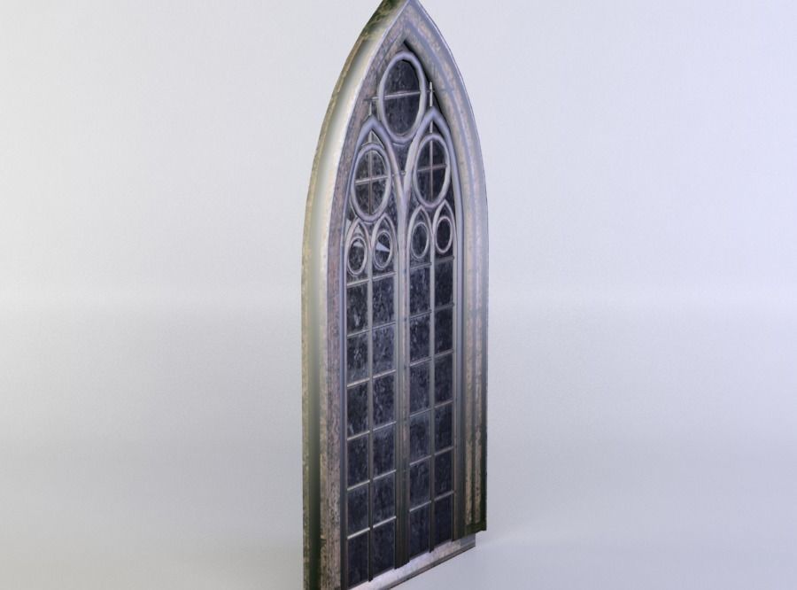 Window gothic Low-poly 3D model_1