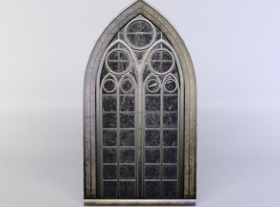 Window gothic Low-poly 3D model_0