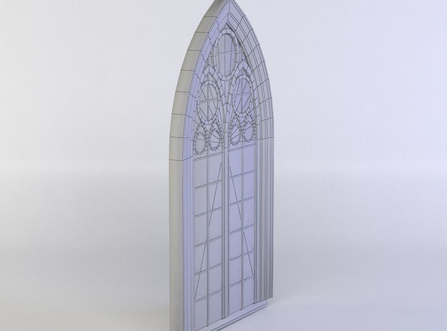 Window gothic Low-poly 3D model_4