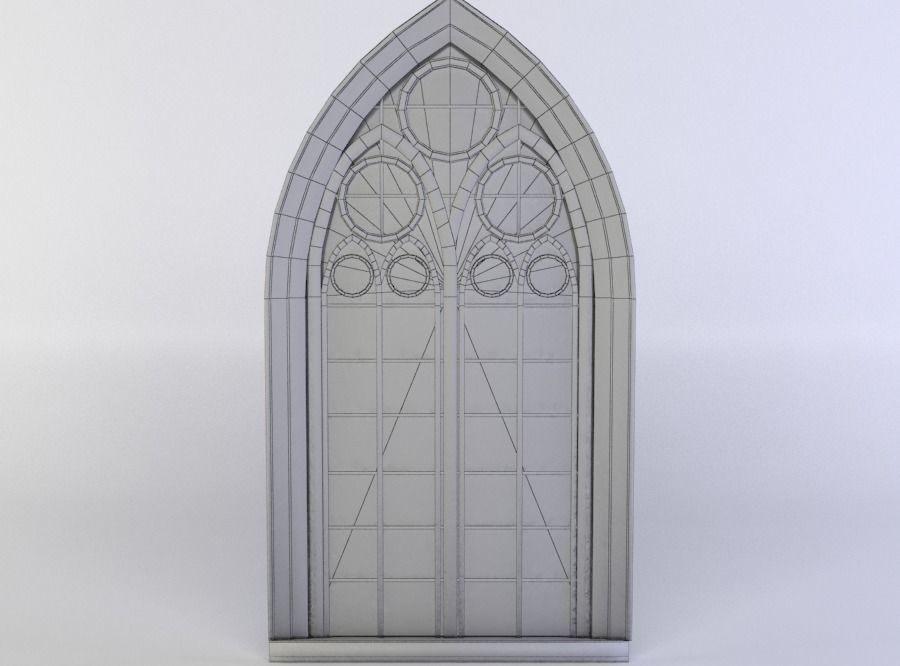 Window gothic Low-poly 3D model_3
