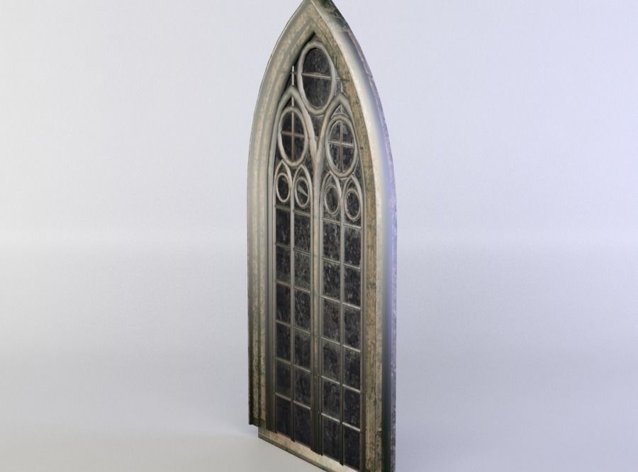Window gothic Low-poly 3D model_2
