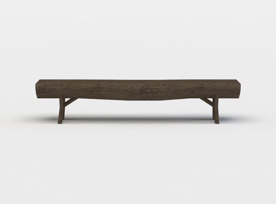 Wooden bench Low-poly 3D model