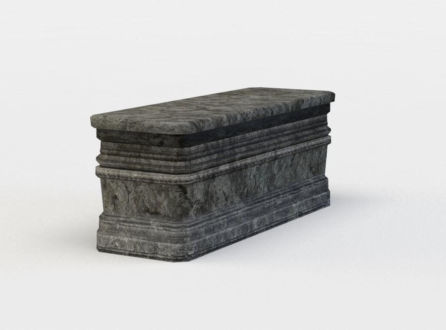 Altar stone bench Low-poly 3D model_1