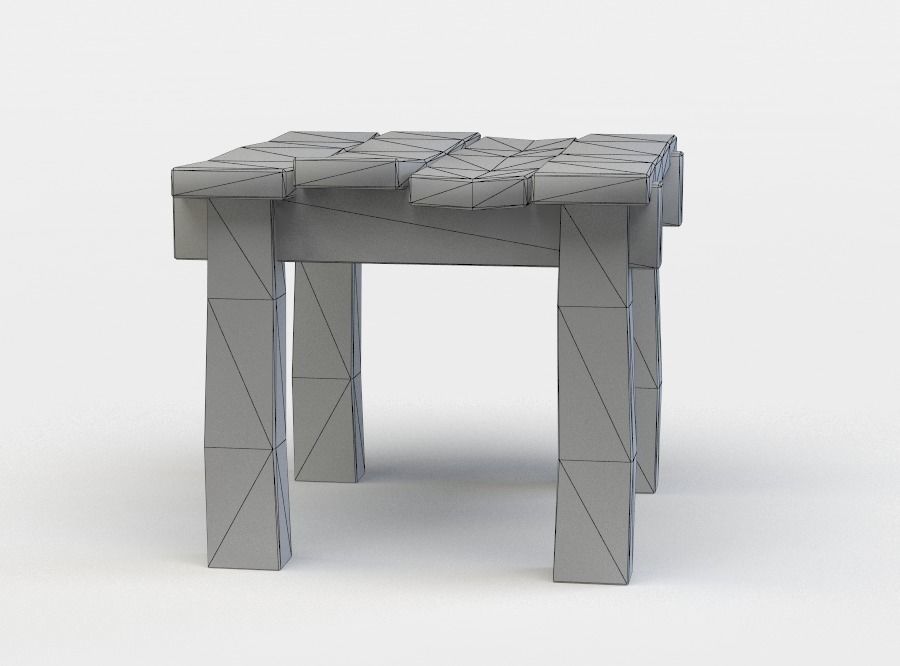 Wooden table Low-poly 3D model_4