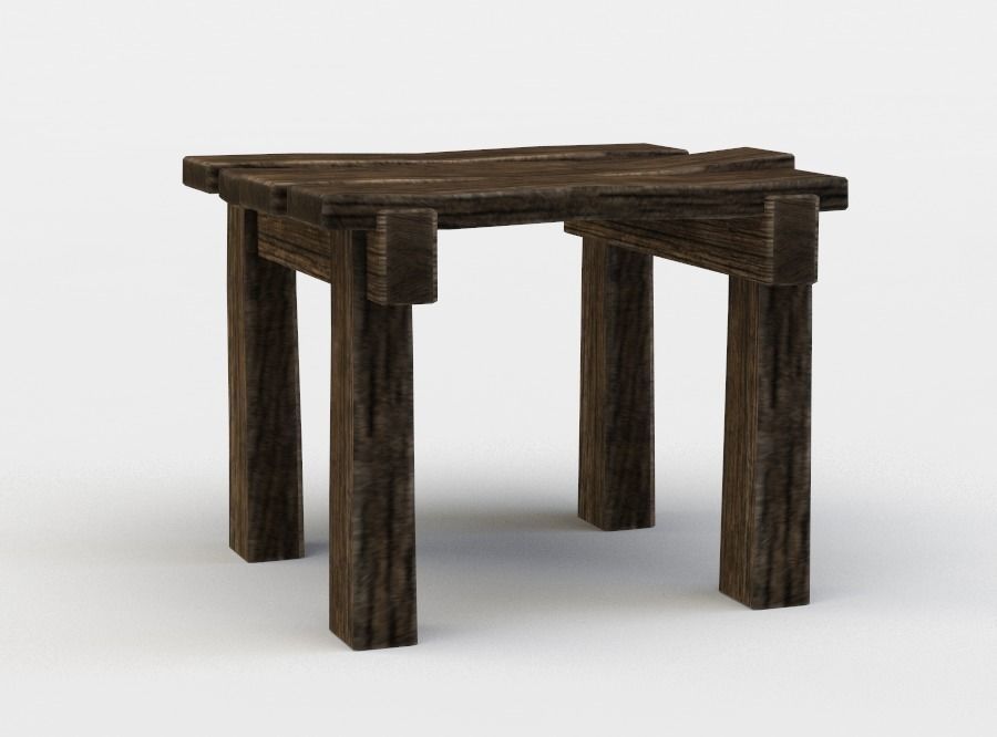 Wooden table Low-poly 3D model_0