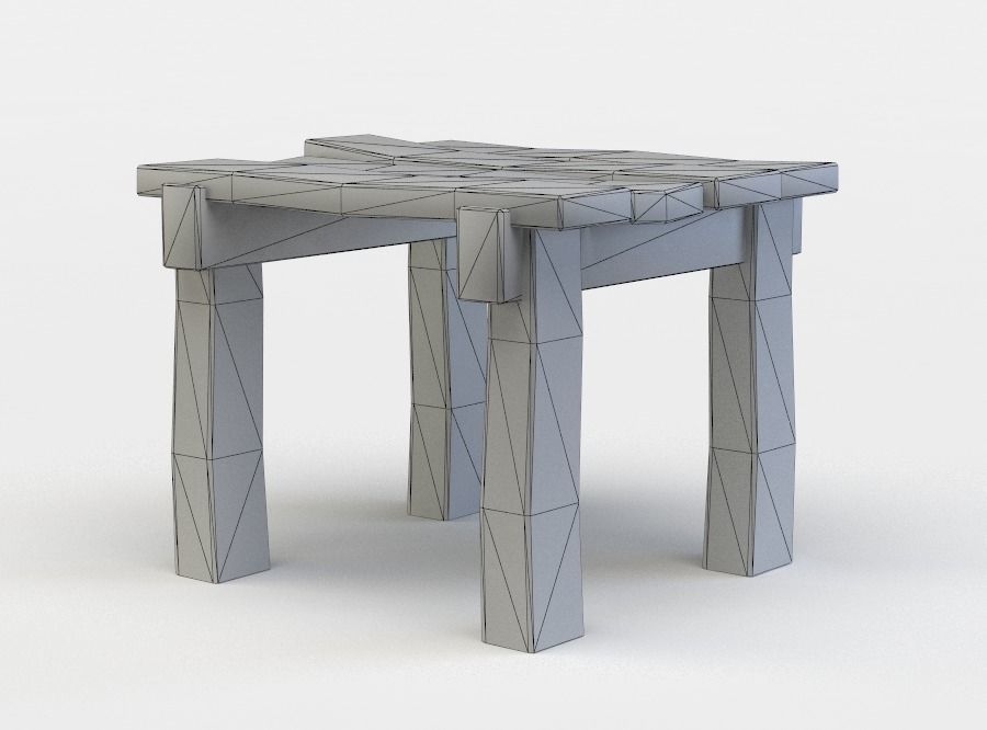 Wooden table Low-poly 3D model_5