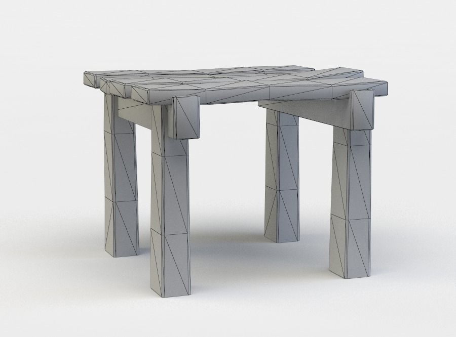 Wooden table Low-poly 3D model_3