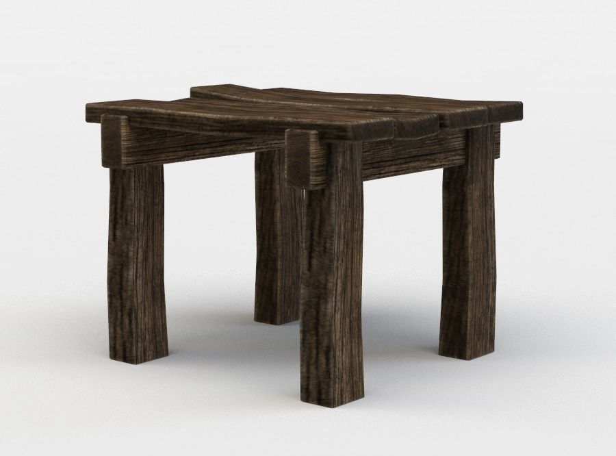 Wooden table Low-poly 3D model_2